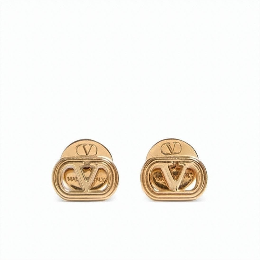Valentino Garavani Polished Brass Oval Stud Earrings