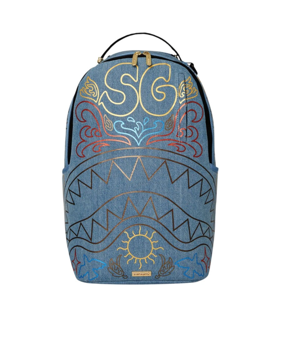 Sprayground Denim-Texture Backpack