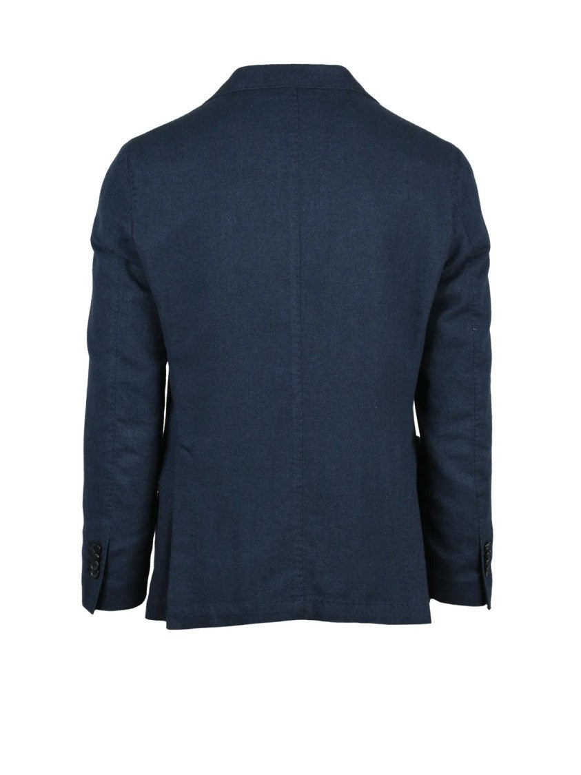 L.B.M. 1911 Blue Rounded Unlined Cotton Blazer