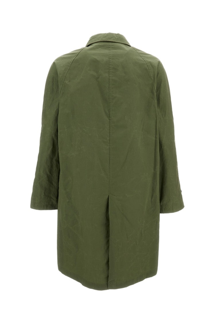 L'impermeabile Mid-Length Green Coat With Classic Collar