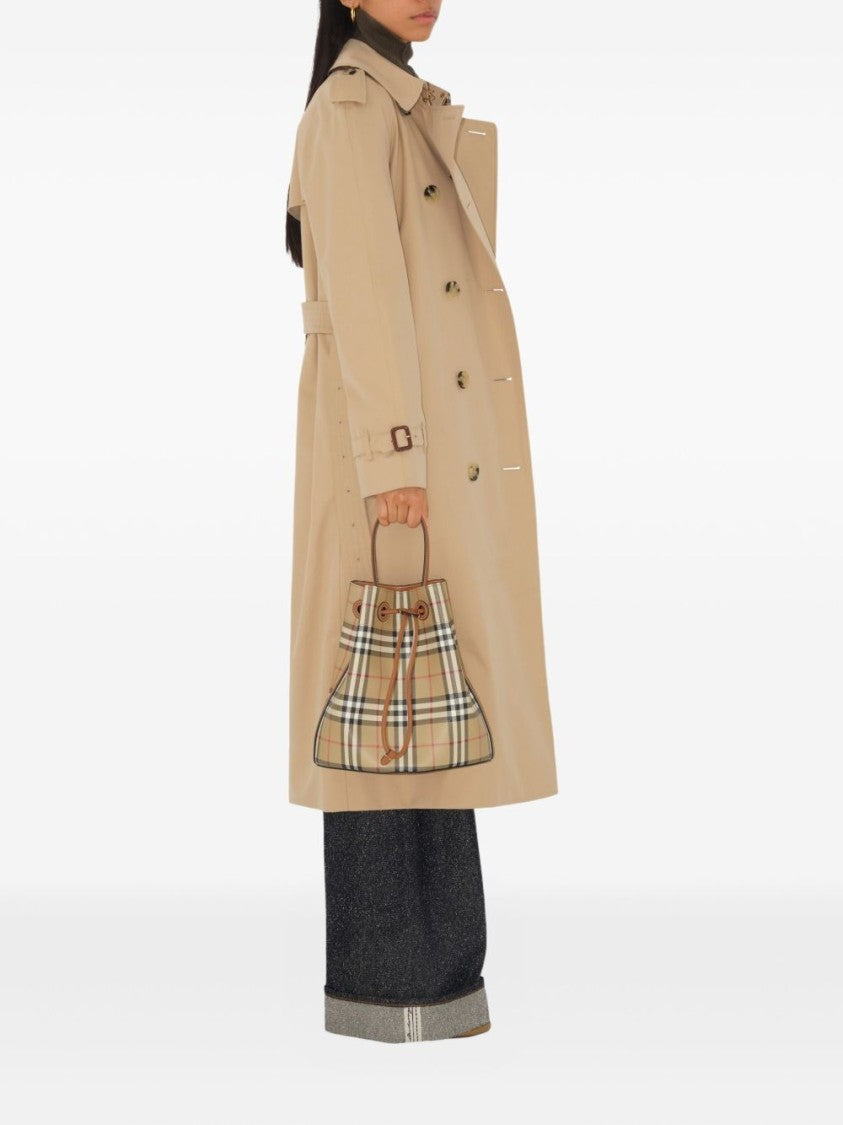 Burberry Multicolor Check Pattern Cotton Bucket Bag