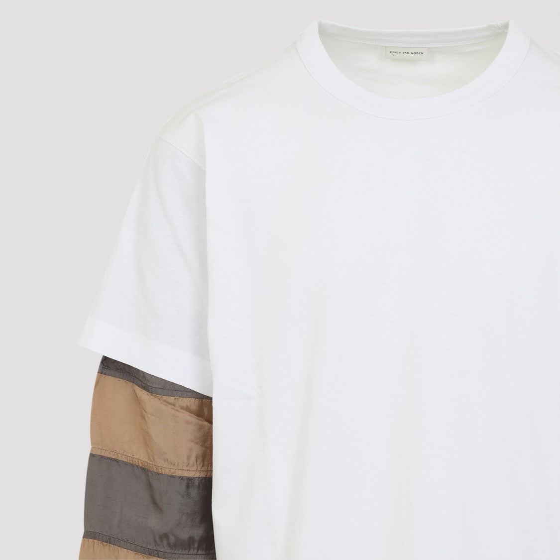 Dries Van Noten White T-Shirt With Unique Layered Sleeve Design