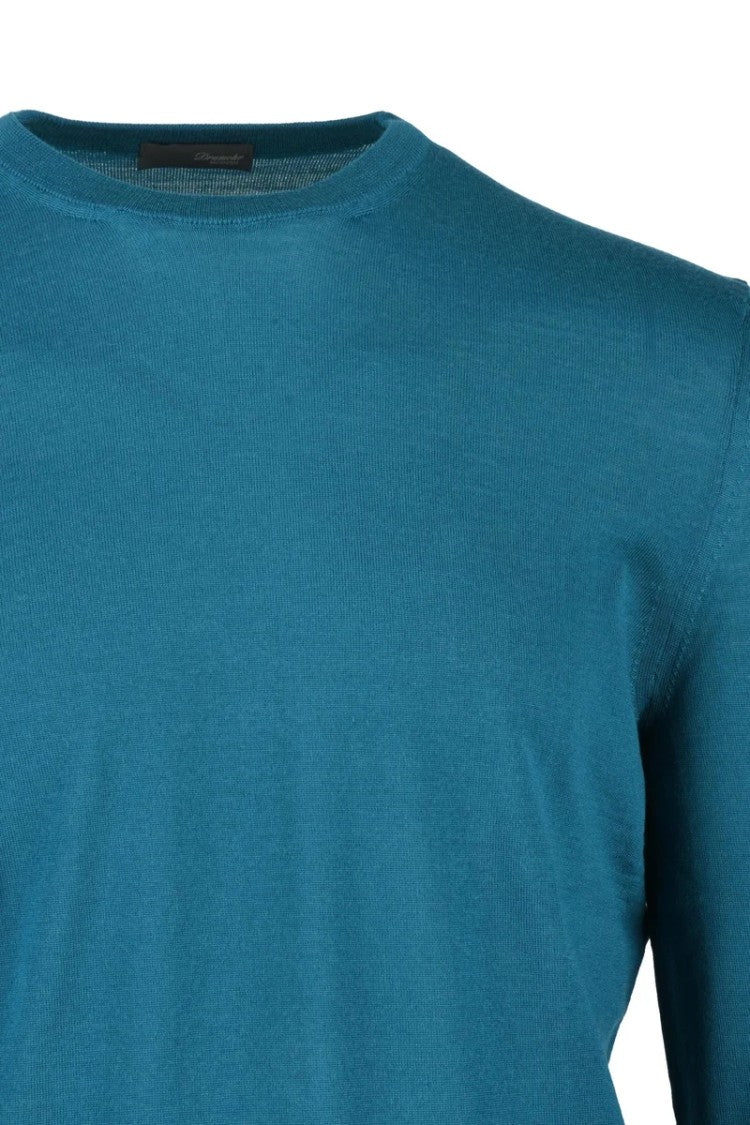 Drumohr Thin Merino Wool Crew Neck Pullover - Blue