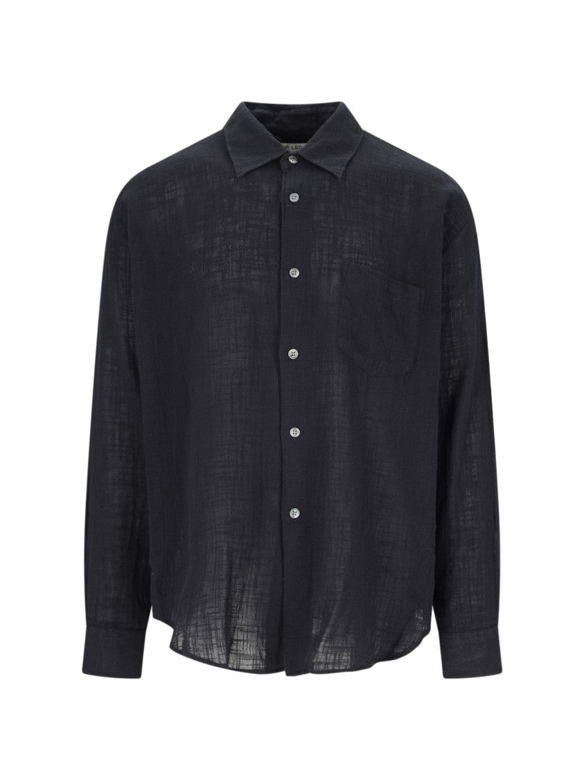 Our Legacy Relaxed Fit Black Shirt With Classic Collar And Textured Fabric