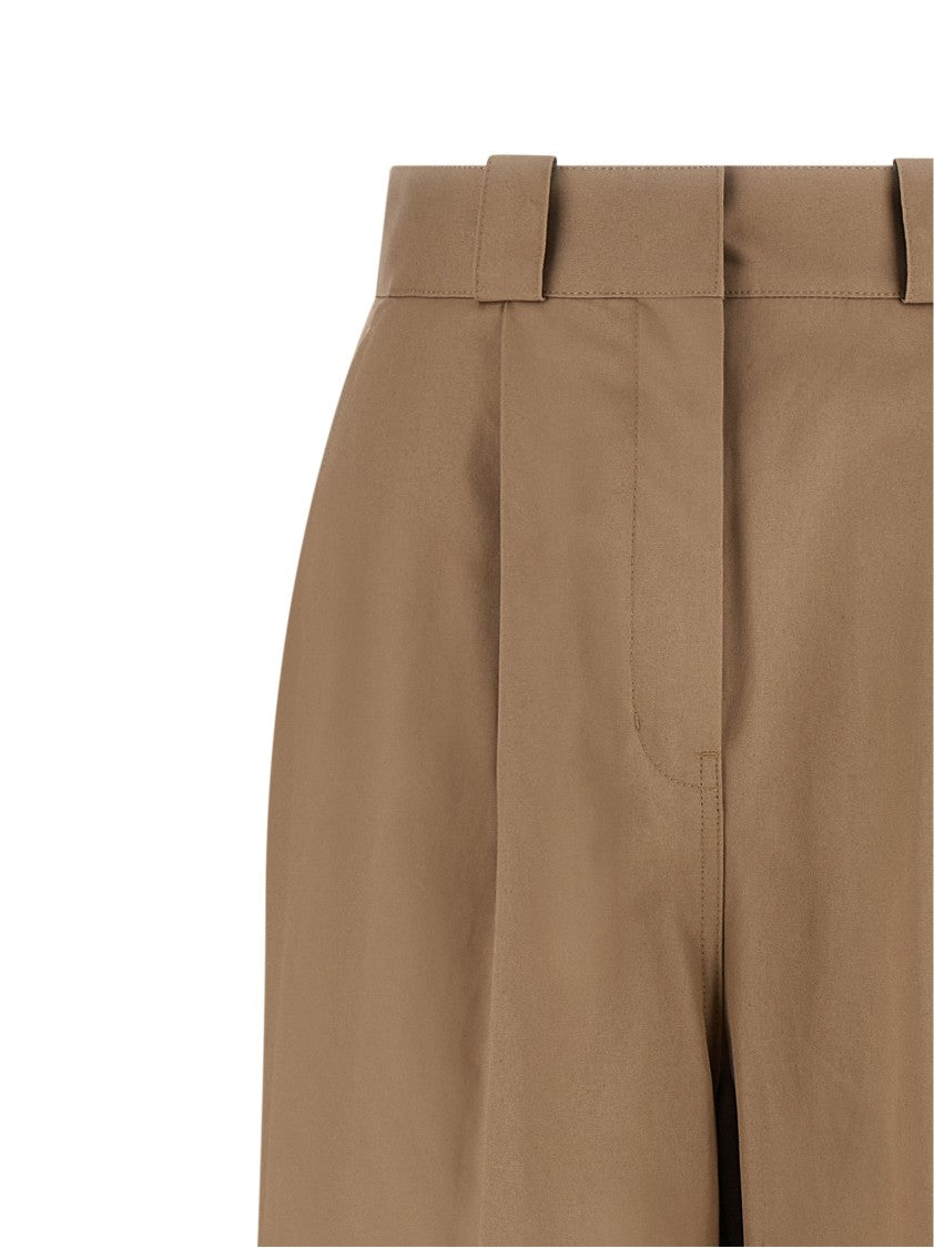 Balenciaga High-Waisted Cotton Twill Trousers With Flared Leg And Pleated Detail