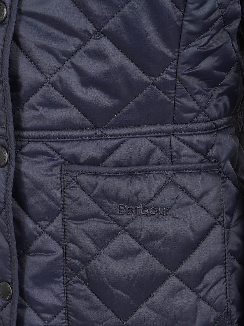 Barbour Quilted Jacket With Corduroy Collar And Fitted Silhouette