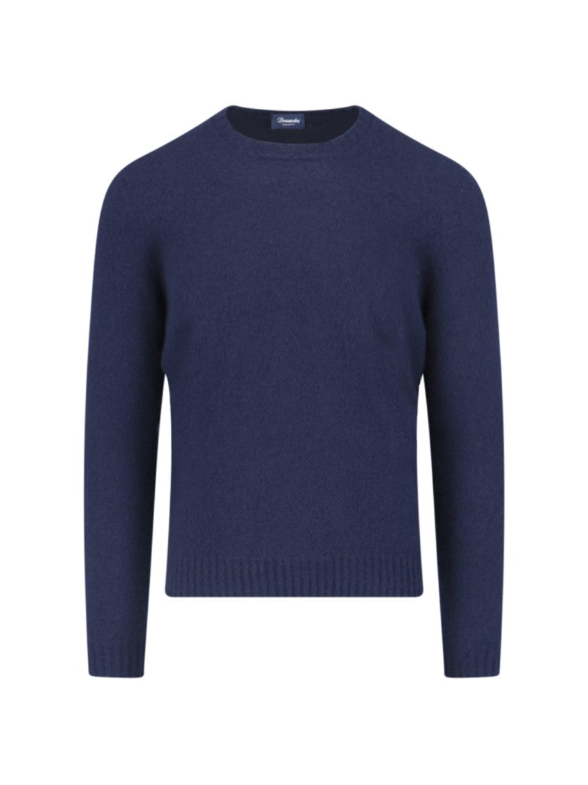 Drumohr Basic Sweater In Blue Wool Navy Tone