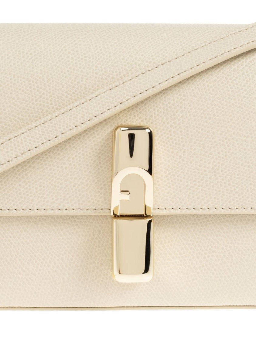 Furla White Iride Crossbody Textured Leather Bag