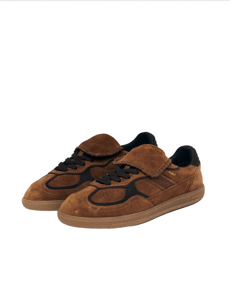 Alohas Low-Top Brown Suede Sneakers With Unique Long Tongue
