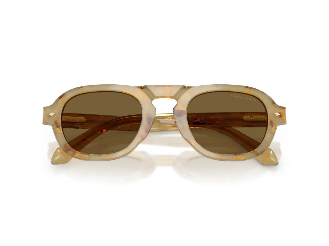 Giorgio Armani Brown 0Ar8244 Keyhole Acetate Geometric Sunglasses