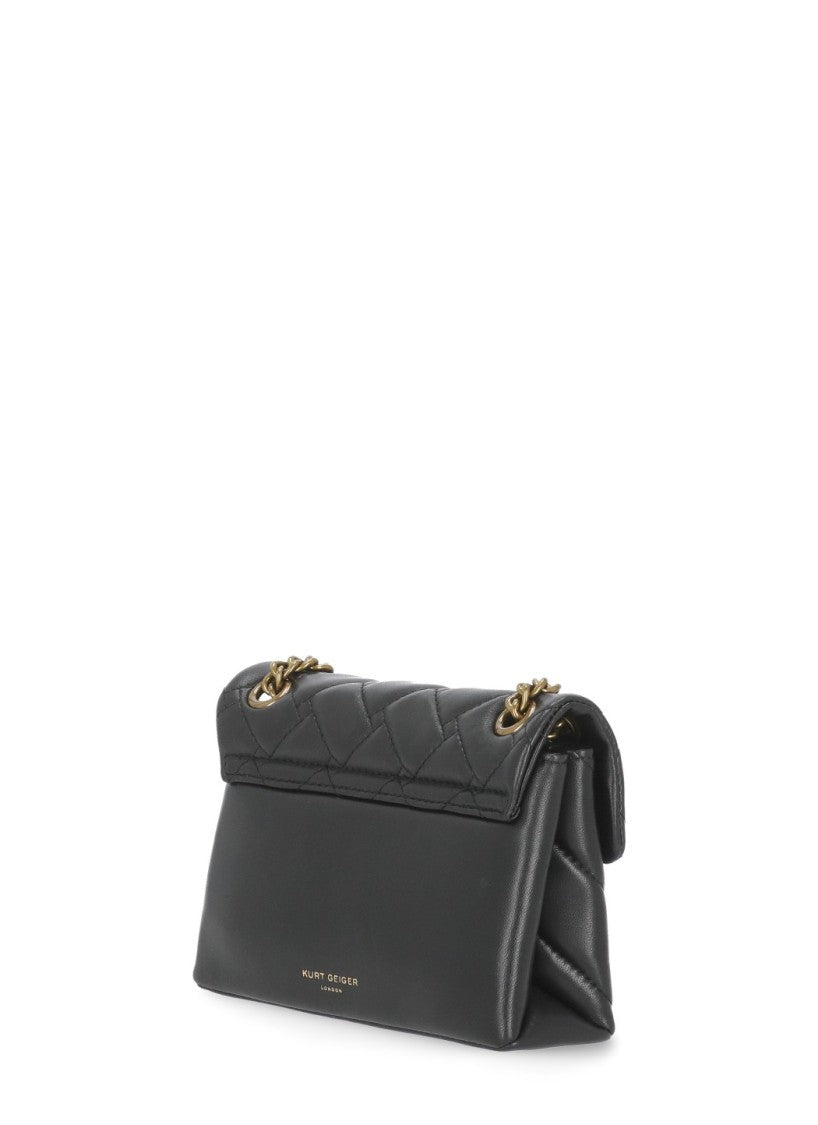 Kurt Geiger Quilted Mini Kensington Bag With Rhinestone Clasp Detail