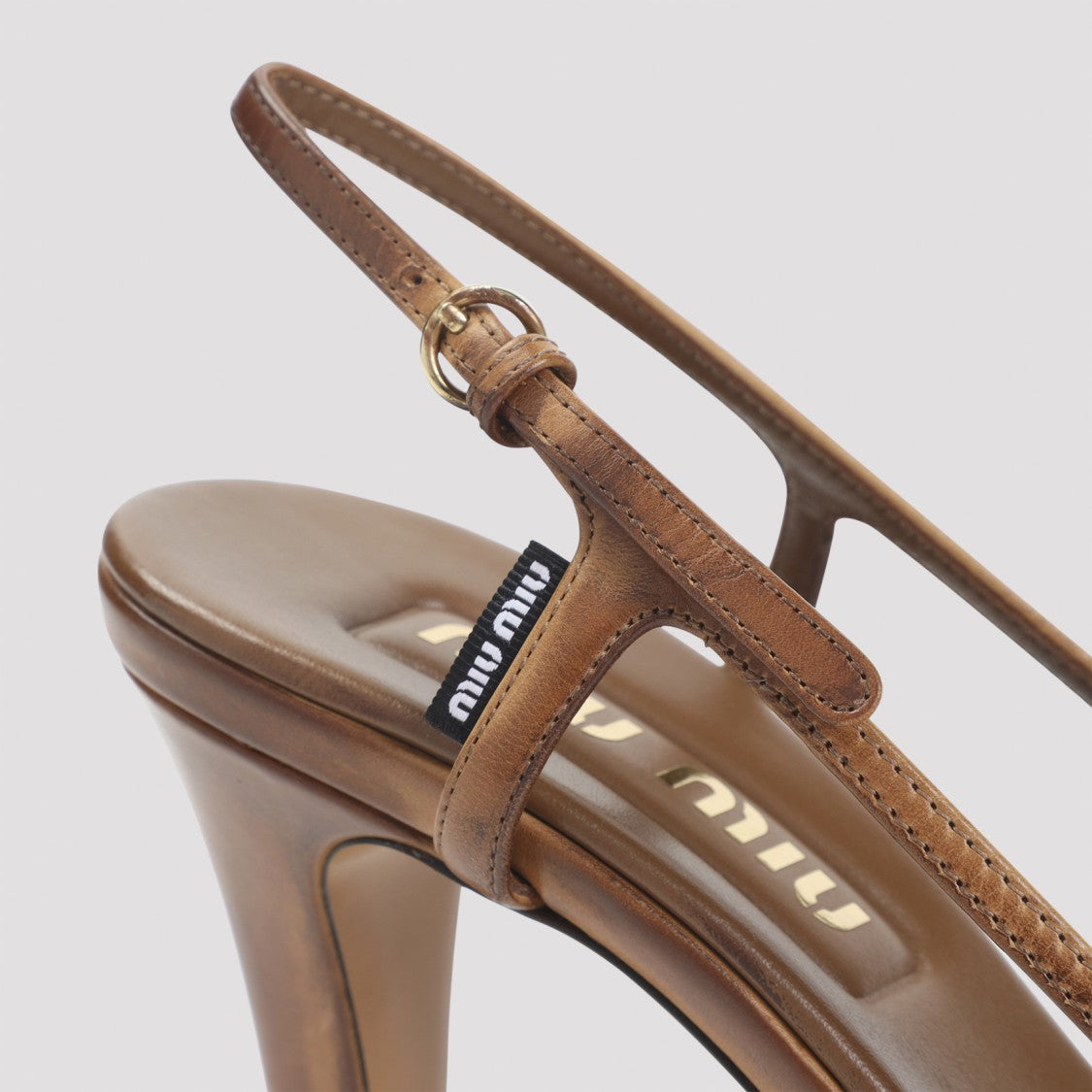 Miu Miu Brown Calf Leather Sandals