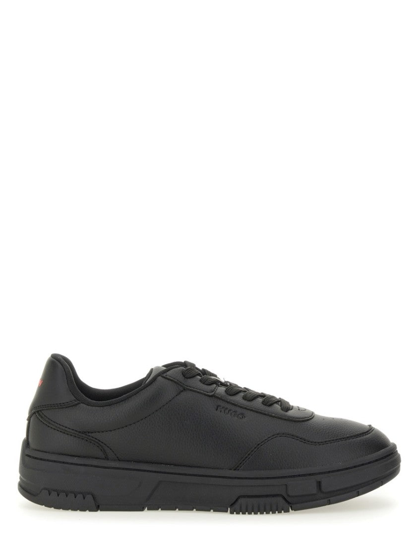 Hugo Low-Profile Black Sneakers With Zigzag Detailing