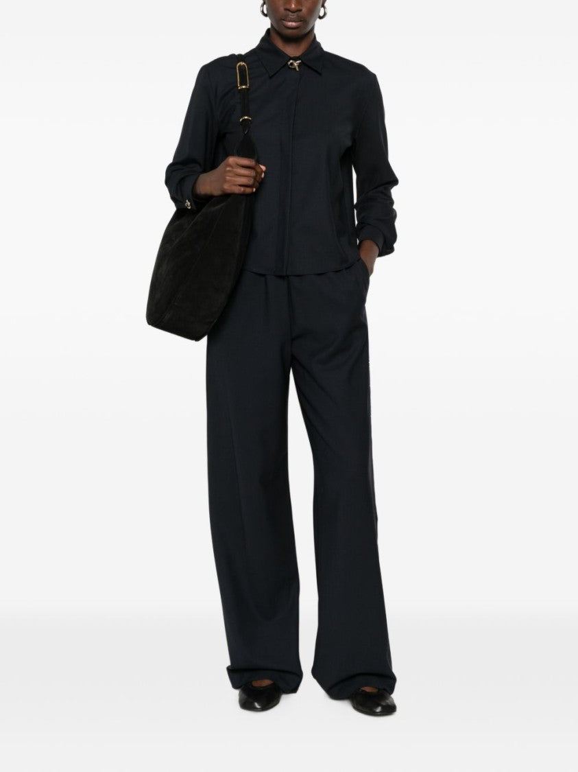 Fabiana Filippi Black Wide-Leg Elastic Waistband Trousers
