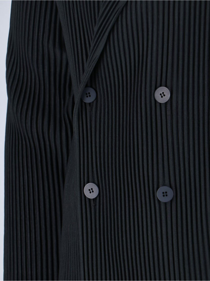 Homme Plissé Issey Miyake Minimalist Black Jacket With Cut