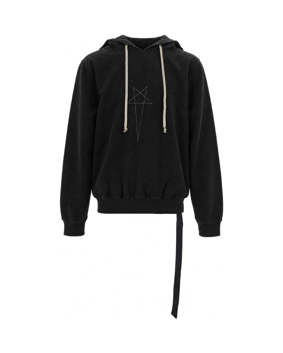 Drkshdw By Rick Owens Faded Black Pentagram Oversized Hooded Sweatshirt