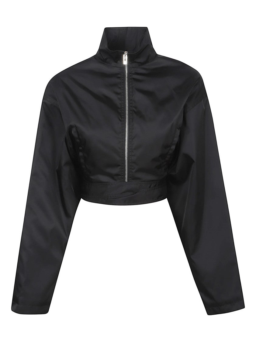 Alaïa Cropped Technical Taffeta Bomber Jacket With Integrated Belt