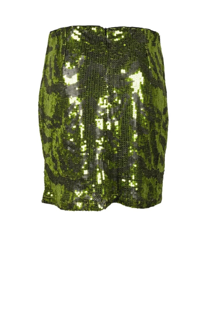 Gestuz Green Sequined Polyester Mini Skirt