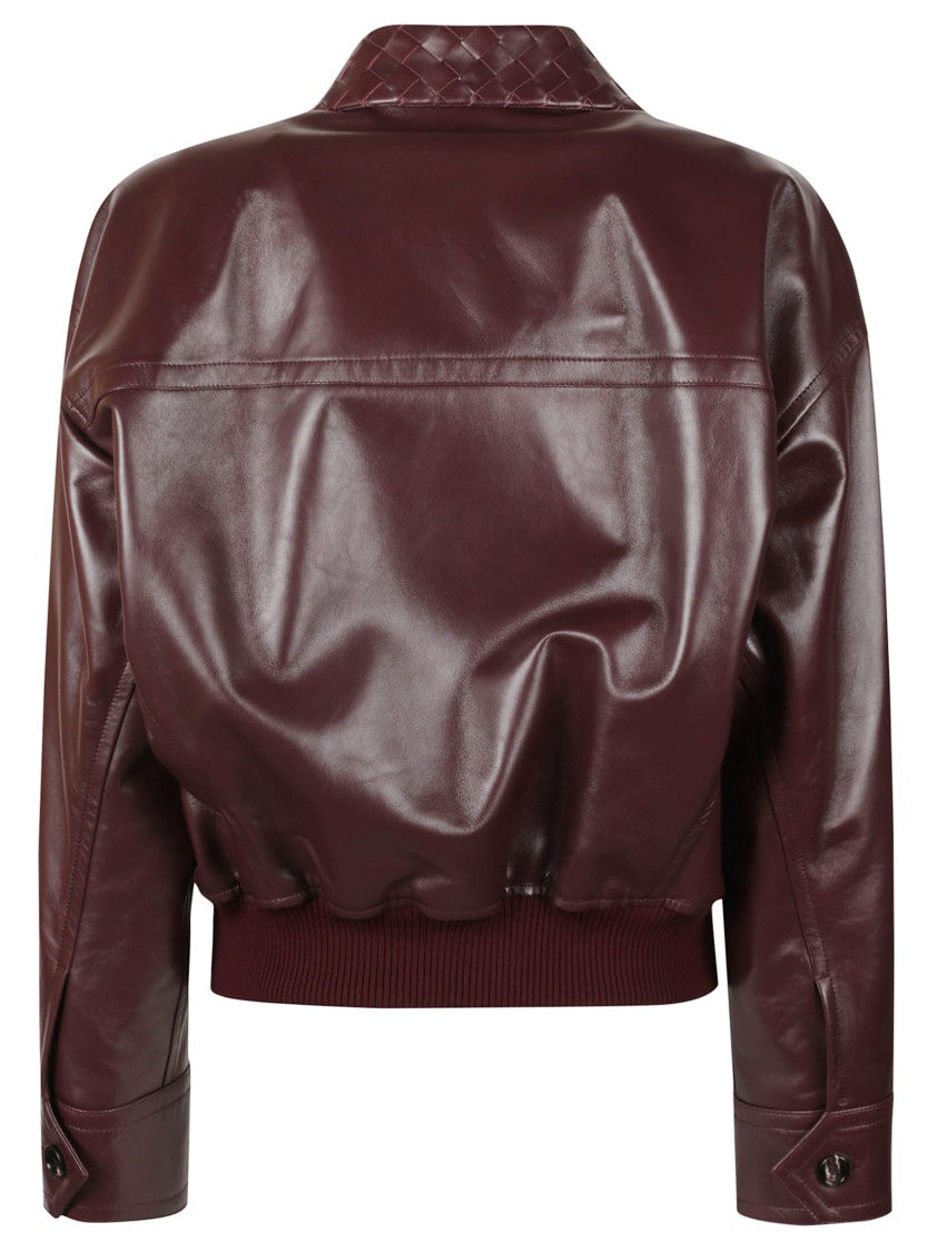 Bottega Veneta Glossy Burgundy Leather Coat