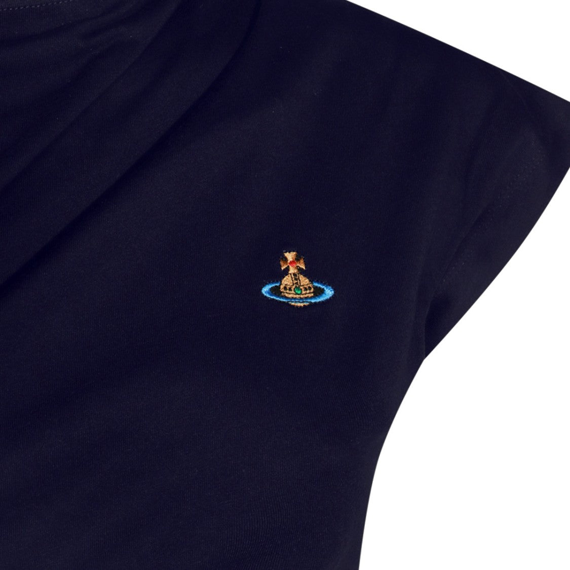 Vivienne Westwood Navy Cotton Top With Asymmetrical Design And Orb Logo Patch