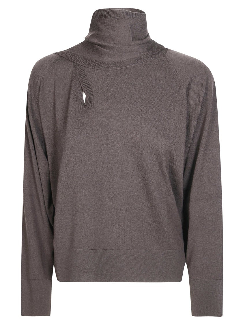 Incotex Scarf-Detail High-Neck Long-Sleeve Top
