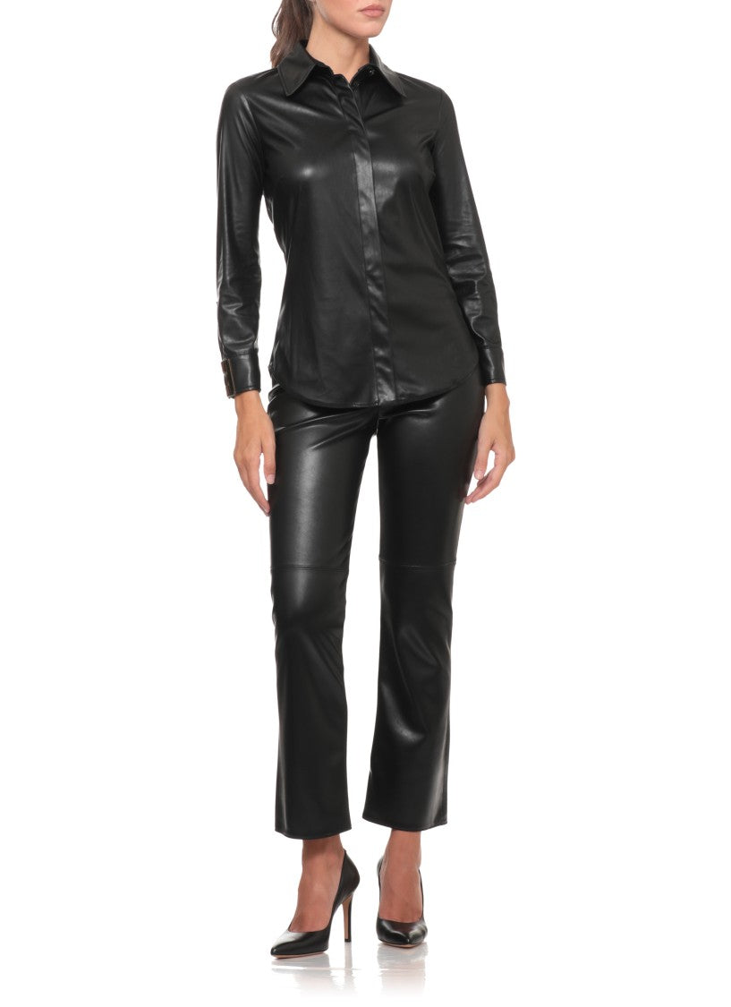 Elisabetta Franchi Black Leather-Effect Shirt