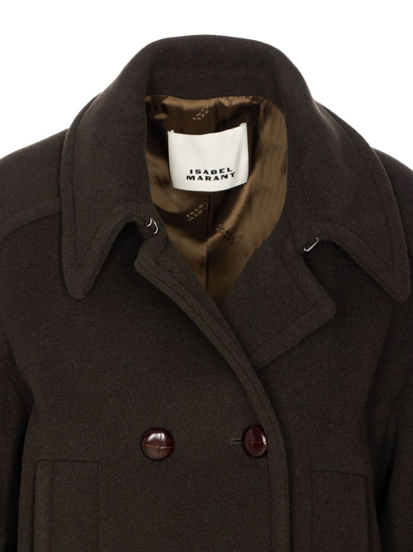 Isabel Marant Étoile Double-Breasted Brown Coat With Structured Collar