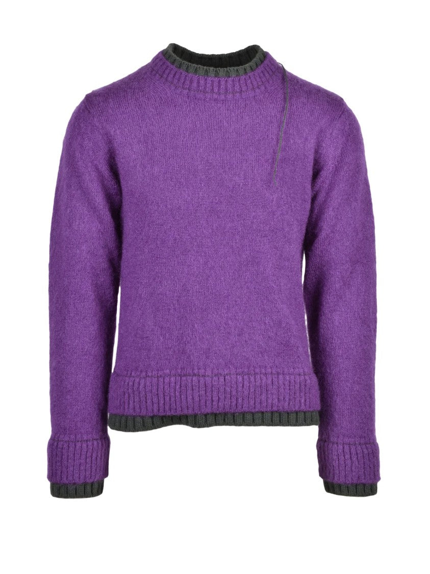 Sacai Purple Voluminous Mohair-Blend Crewneck Sweater