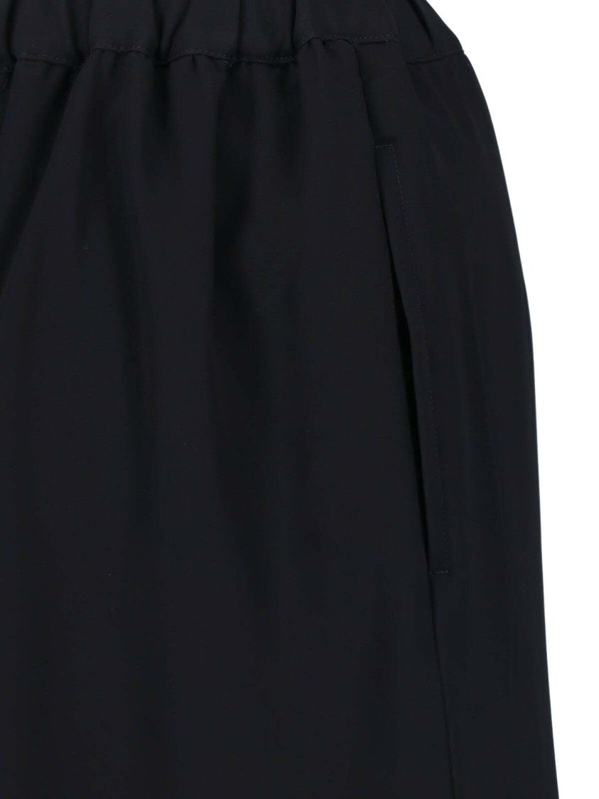 Comme Des Garçons Layered Black Wool Midi Skirt With High Elasticated Waistband