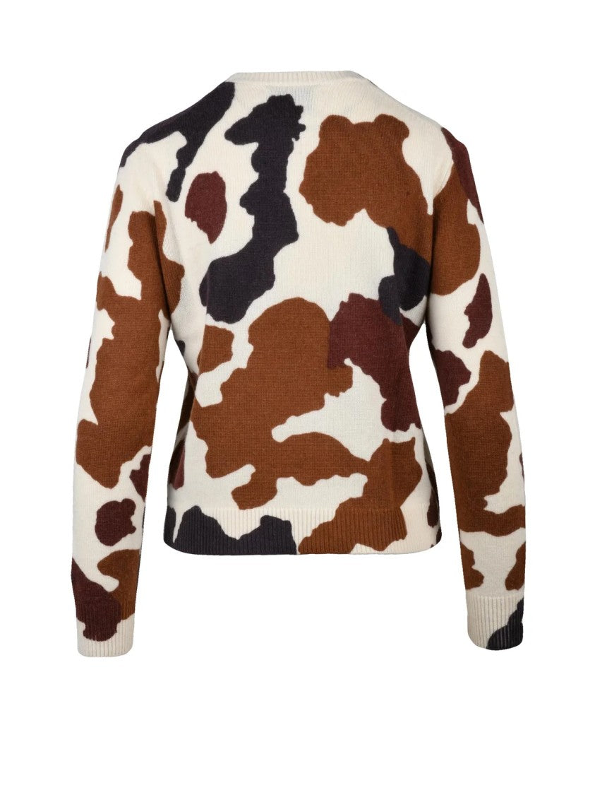 Mc2 Saint Barth Crewneck Multicolor Knit Sweater With Abstract Pattern