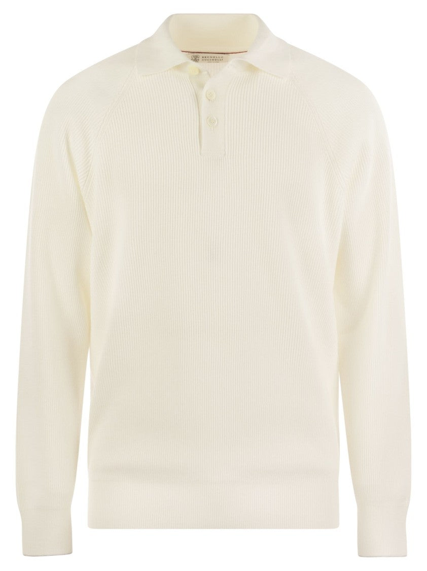 Brunello Cucinelli Cotton Rib Knit Polo Shirt