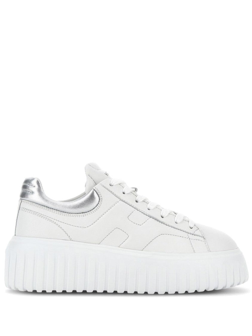 Hogan Lace-Up White Flats With Ridged Sole