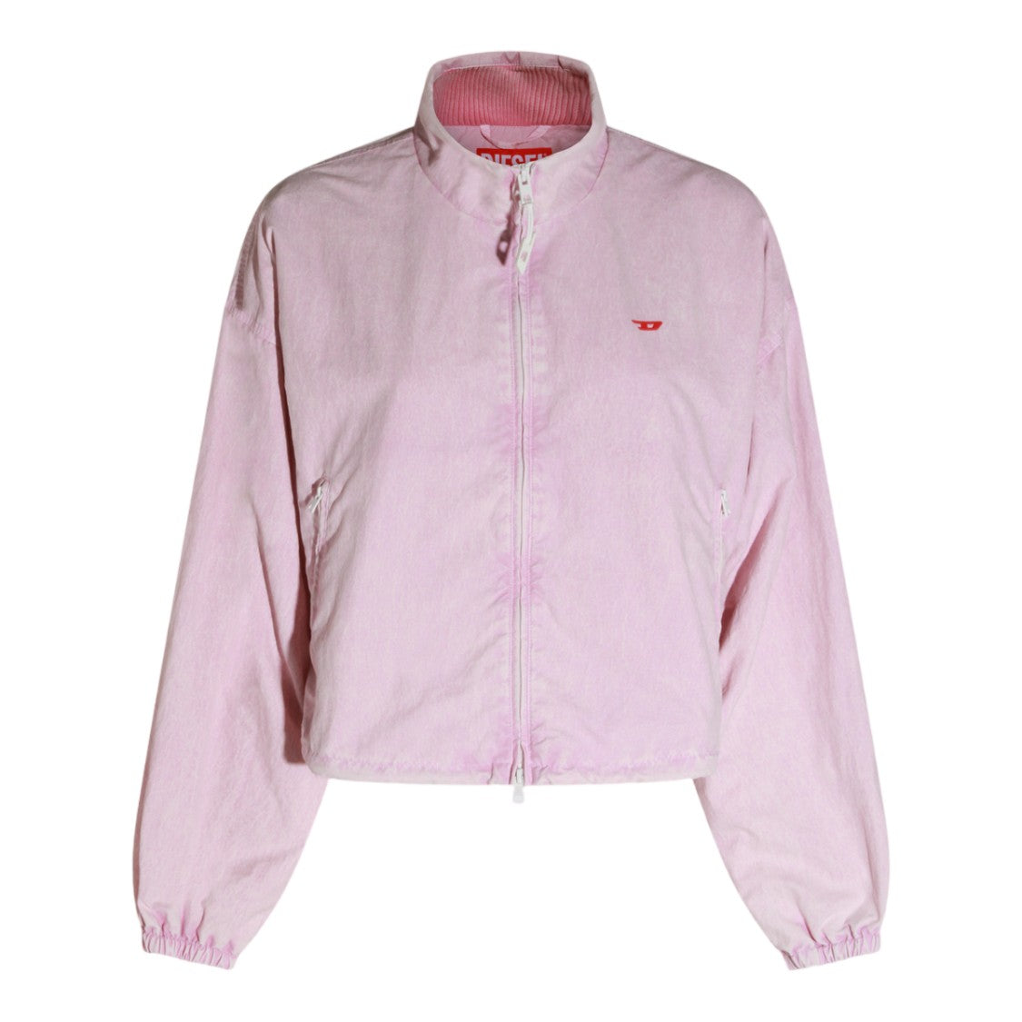 Diesel Cropped Pastel Pink Jacket With High Collar