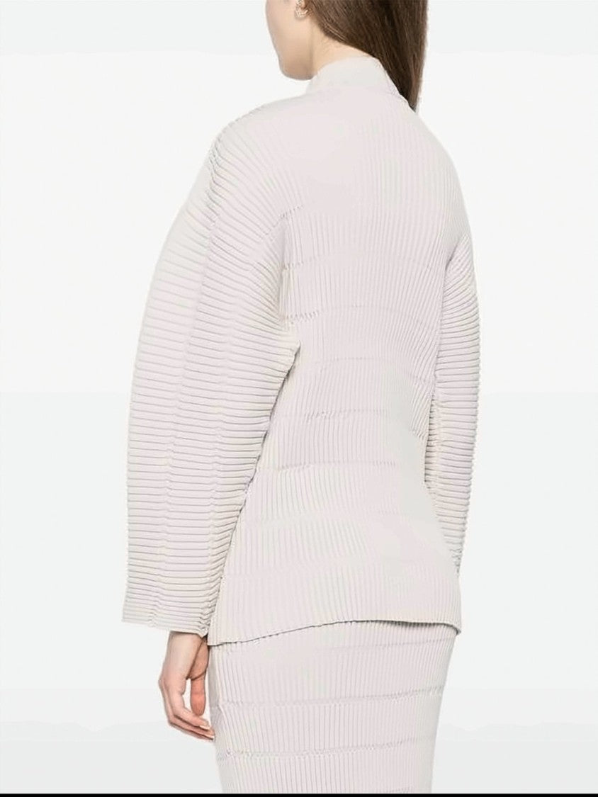 Pleats Please Structured Pleated Turtleneck With Textured Ribbed Design