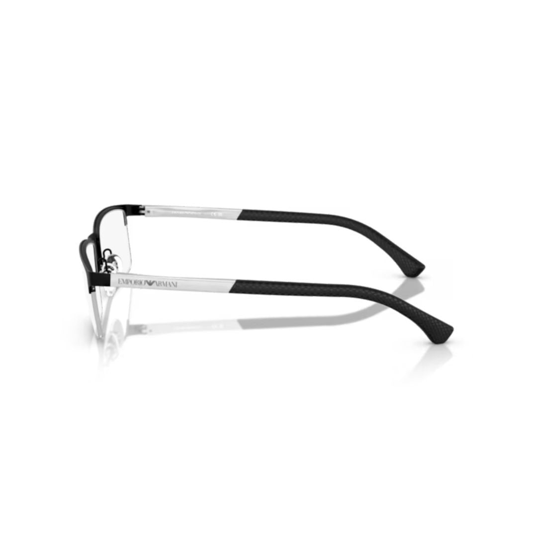 Emporio Armani 0Ea1041 Rectangular Metal Frame Eyeglasses With Textured Temples