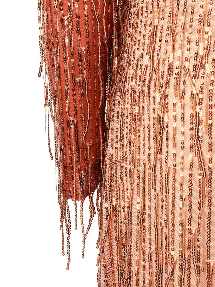 Clips Sequined Fringe Embellished Maxi Dress
