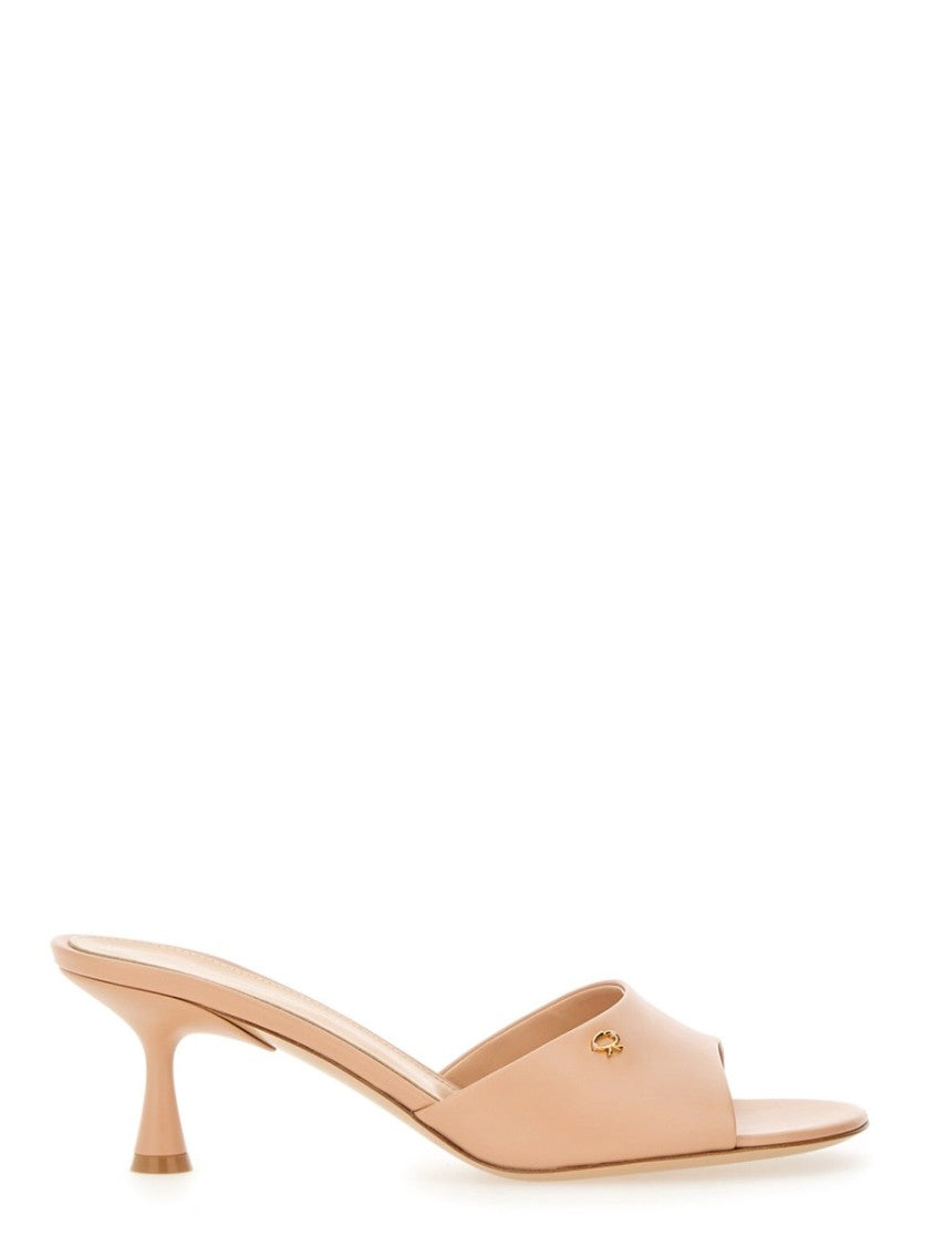 Gianvito Rossi "Ascent" Open-Toe Calf Leather Mules
