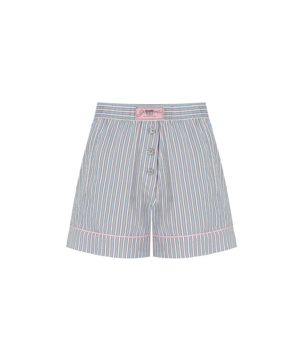 Ganni Soft Chambray Striped Shorts
