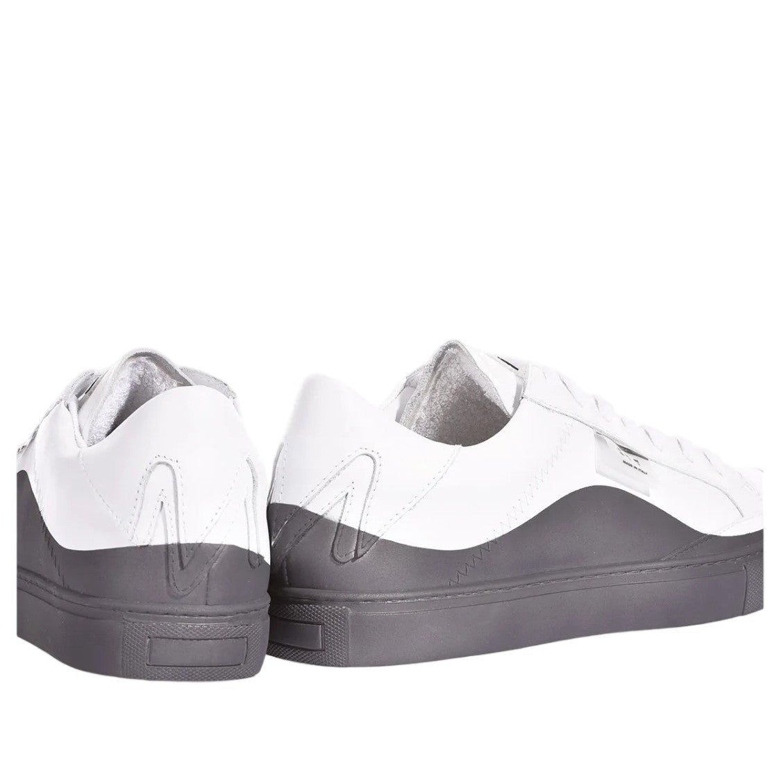Mimanera White Grey Handcrafted Satin Effect Sneakers