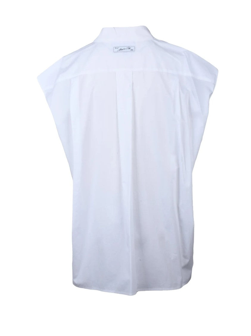 Erika Cavallini White Sleeveless Minimalist Cotton Shirt