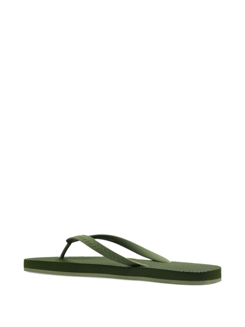 Dsquared2 Minimalist Green Thong Sandals With Embossed Logo