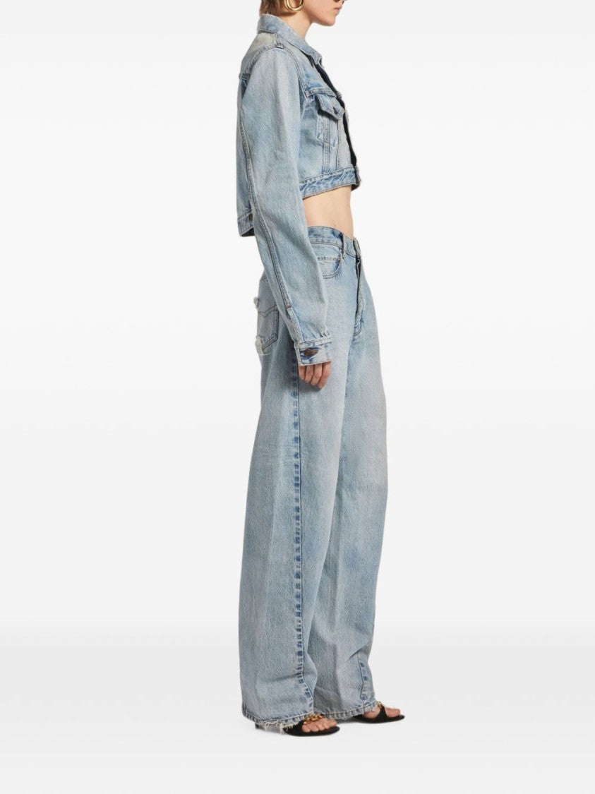 Balenciaga Blue High-Waisted Relaxed Raw Hem Jeans