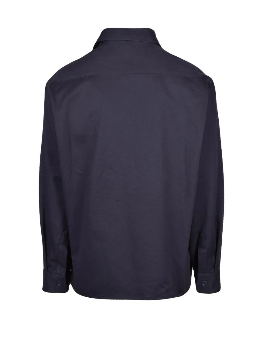 Dressism. Blue Heavy Canvas Stretch Cotton Oversized Shirt