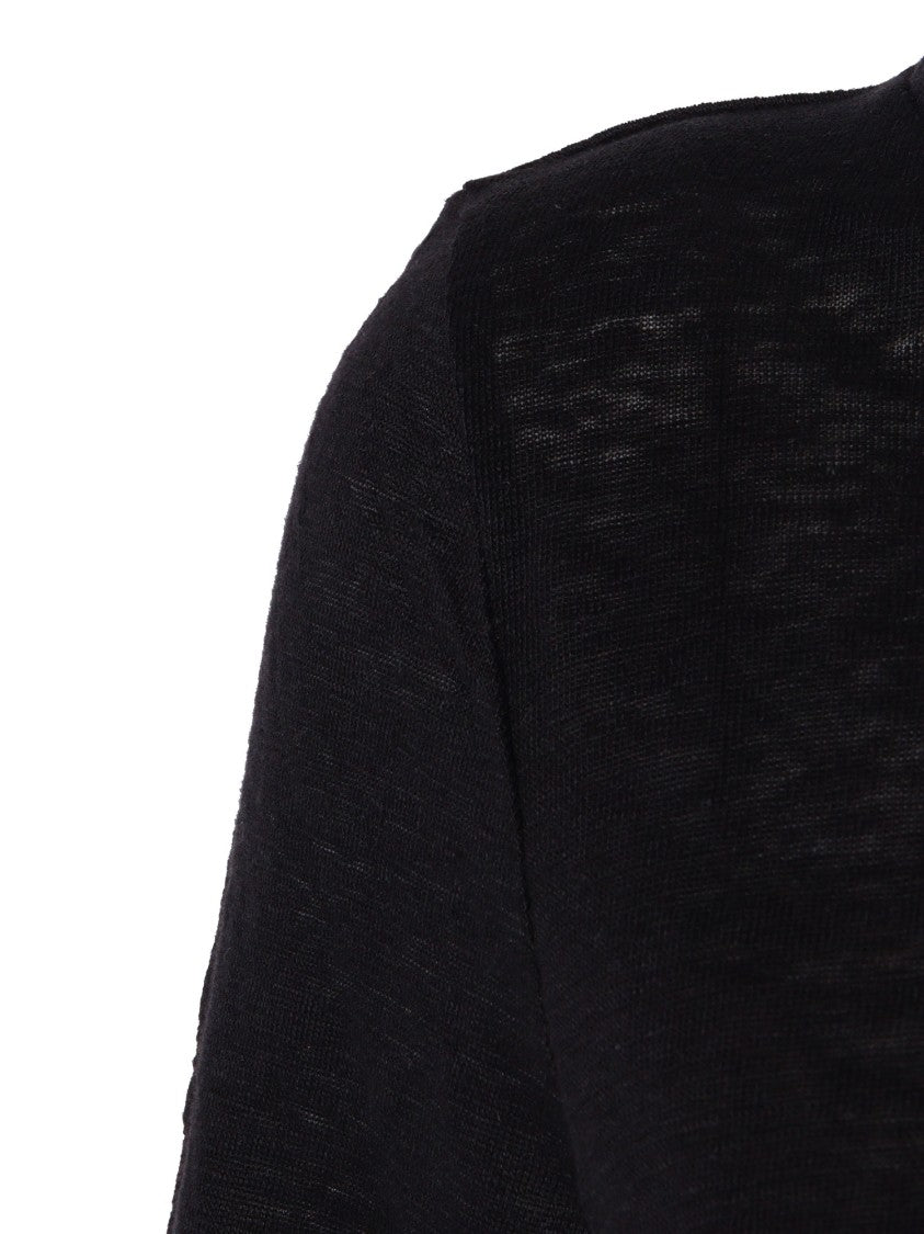 Filatures Du Lion Black Boat Neck Three Quarter Top