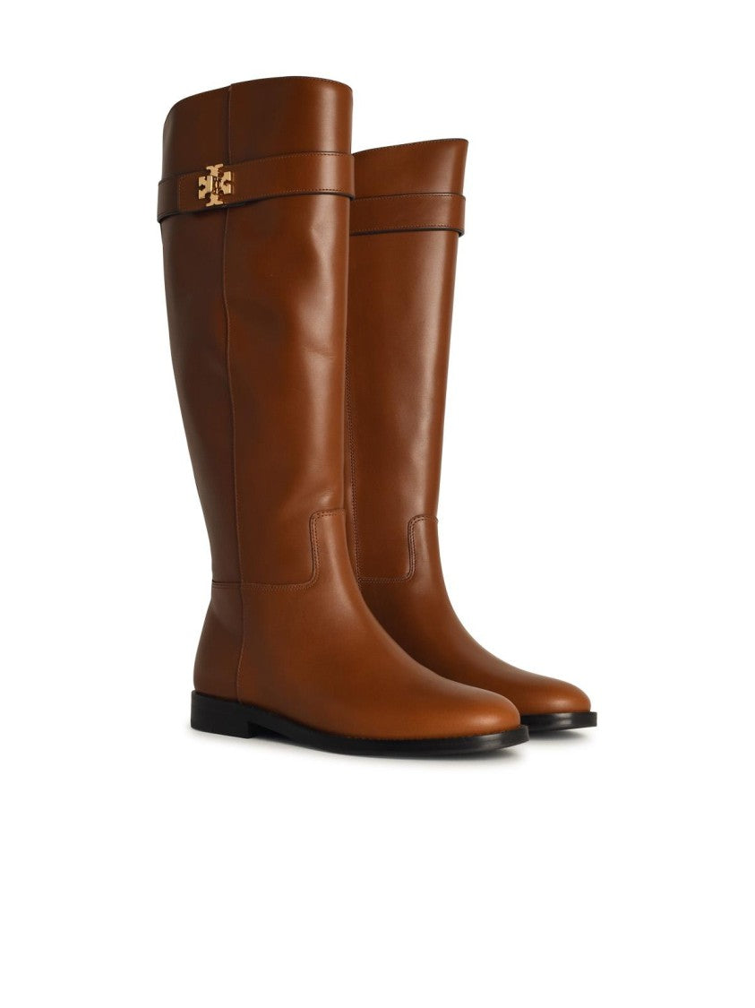 Tory Burch Lock Ridin' Brown Leather Boots