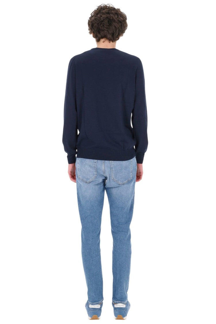 Barba Blue Pure Cotton Crewneck Sweater
