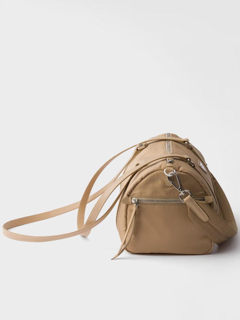 Prada Neutral Bauletto Matte Finish Handbag