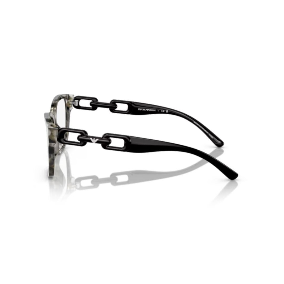 Emporio Armani 3222U Vista Marbled Square Frame Eyeglasses With Linked Chain Temples