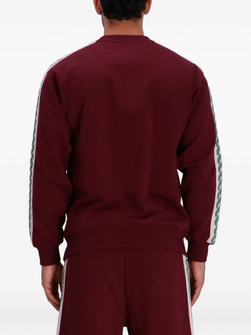 Drôle De Monsieur Burgundy Cotton Sweatshirt With Logo And Sleeve Tape Detail