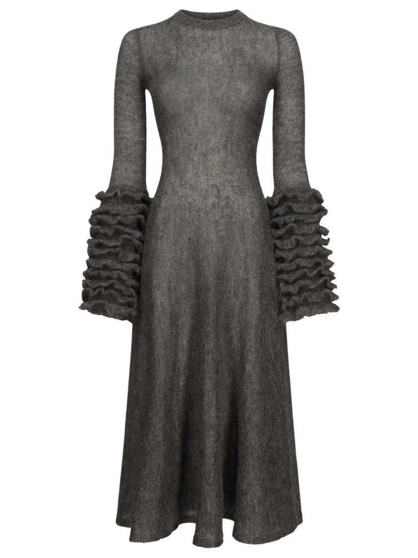 Alaïa Ruffled Sleeve Fit And Flare Midi Dress